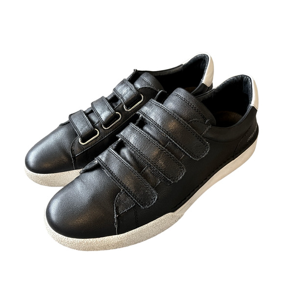 Josef Seibel Womans 8.5 Claire Leather Sneakers Hook & Loop COMFORT Shoes Black - Picture 8 of 10